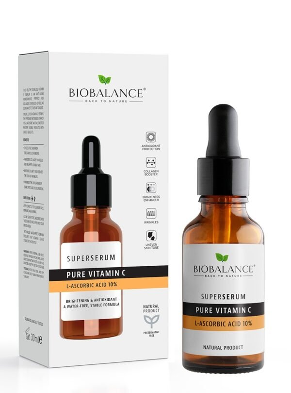 661cbf89734605cee3325c9f_biobalance-pure-vitamin-c-l-ascorbic-acid-10-super-serum-30ml سيروم فيتامين سي النقي بحمض الأسكوربيك 10% من بيوبالانس | BIO BALANCE VITAMIN C L-ASCORBIC ACID 10% 30ml