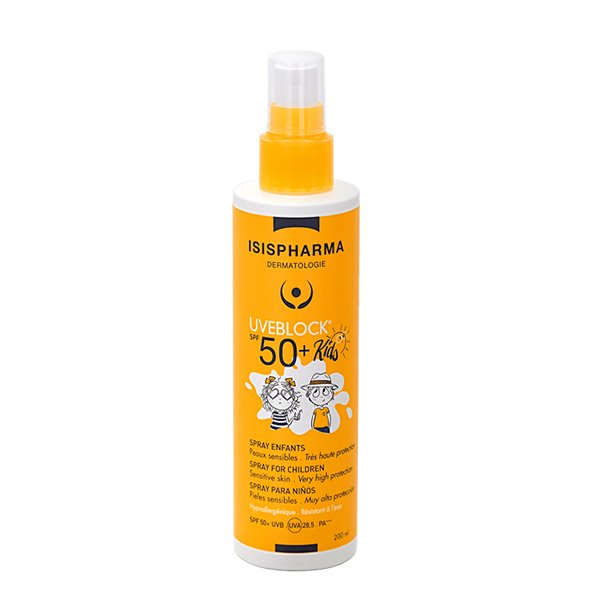 19 Isis Pharma Uveblock Spf 50+ Kids Spray 200Ml ايزيس فارما يوفيبلوك بخاخ واقي الشمس للأطفال 200 مل