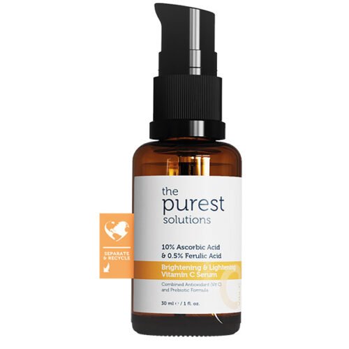 The-purest-ascorbic acid The Purest Solutions Brightening & Lightening Vitamin C Serum 10% Ascorbic Acid & 0.5% Ferulic Acid 30ML - ذا بيورست سوليوشنز تفتيح ونضارة ، سيروم فيتامين سي 10%حمض الأسكوربيك و 0.5% حمض الفيروليك 30مل