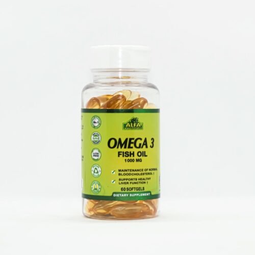 inbound9045882654939971566 ALFA Vitamins Omega-3 1000mg, 60 softgel حبوب أوميغا 3 1000مج، 60 كبسولة جلايتينة من ألفا فايتمنز