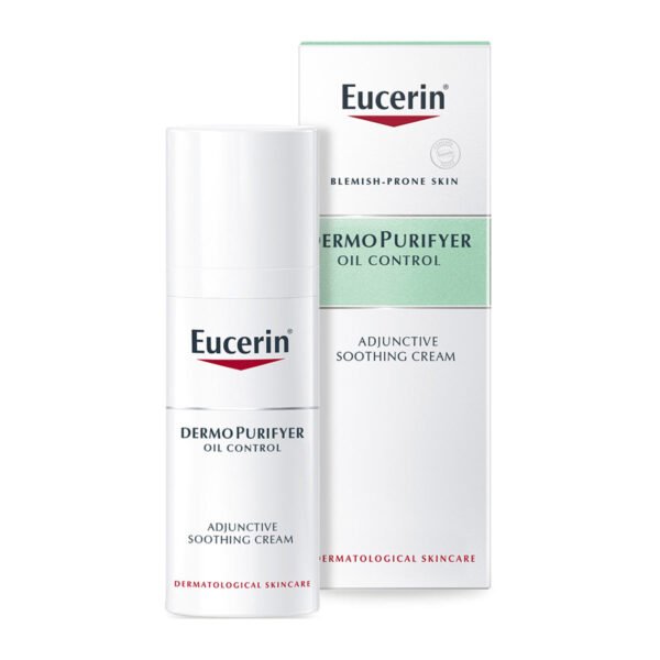 IMG_0064 Eucerin DermoPurifyer Adjunctive Soothing Cream 50ml مرطب للبشرة الحساسة المعرضة لحب الشباب